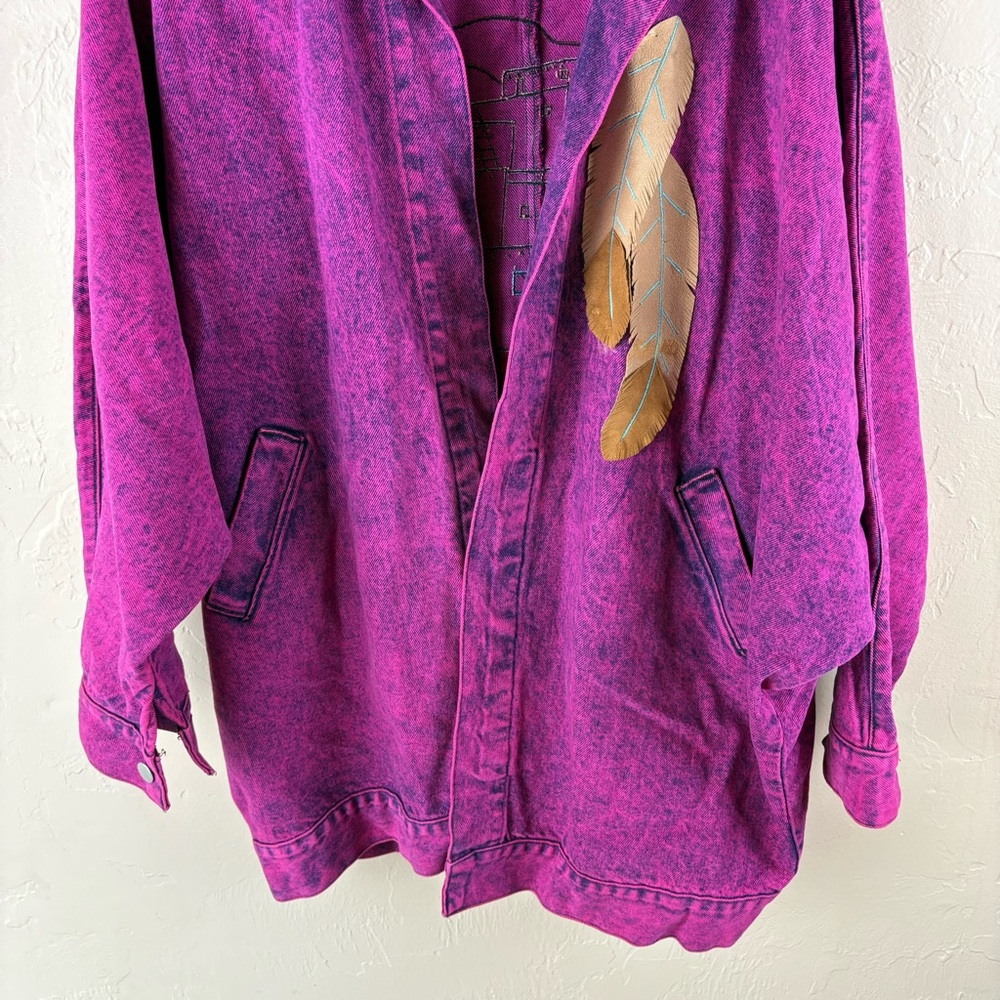 Denim Jean Jacket Pink Stonewashed Southwest Pueblo Taos Margaret Wasson Medium - Picture 8 of 13